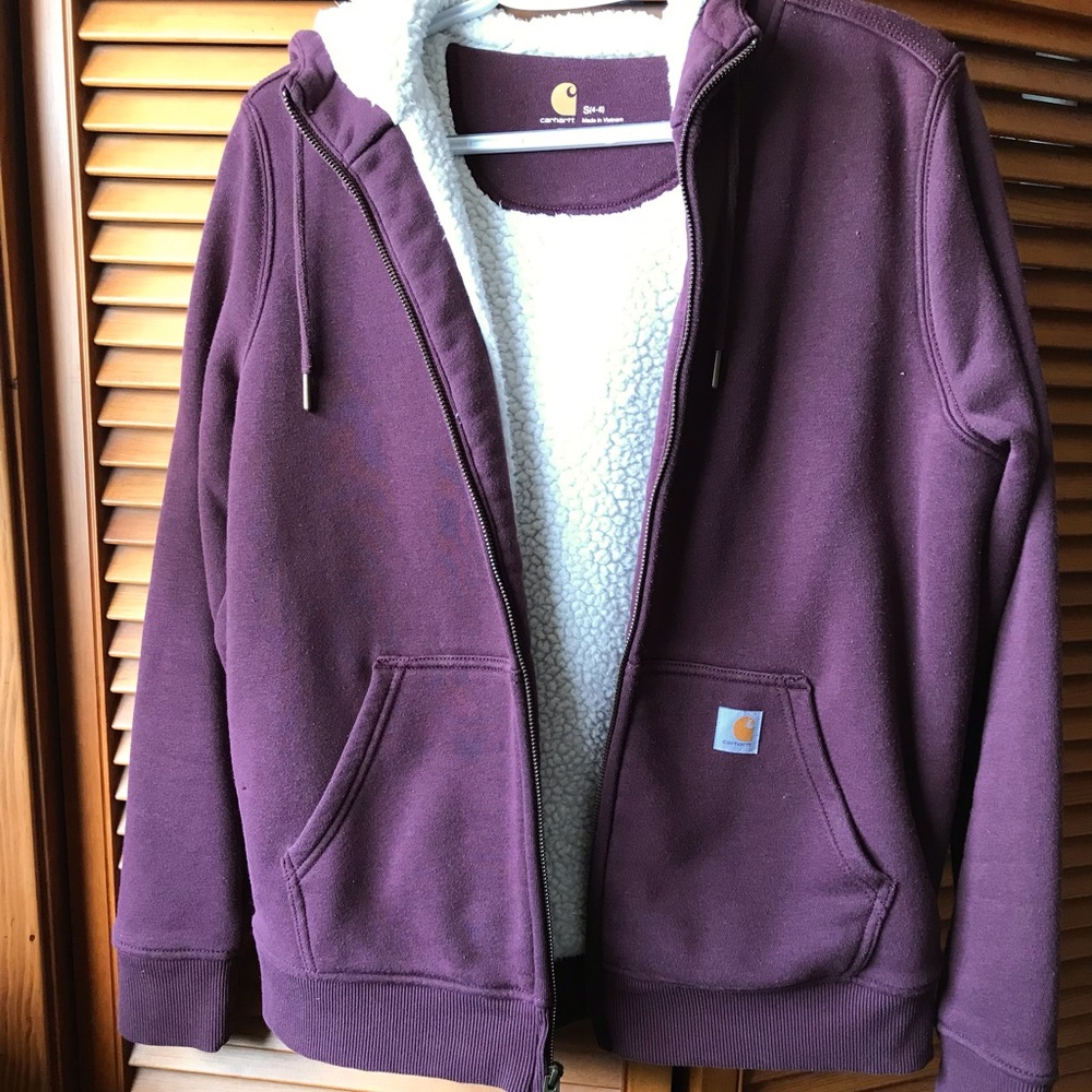 Carhartt Plum Sherpa Zip Up Hooded Sweatshirt